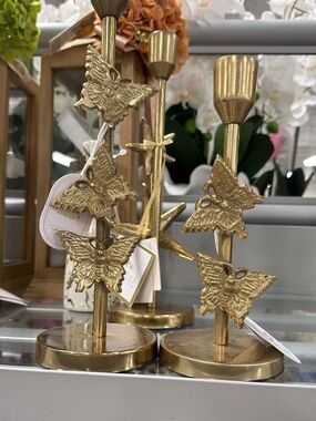 Gold Butterfly Accent Candlestick - Decorative Home Accent